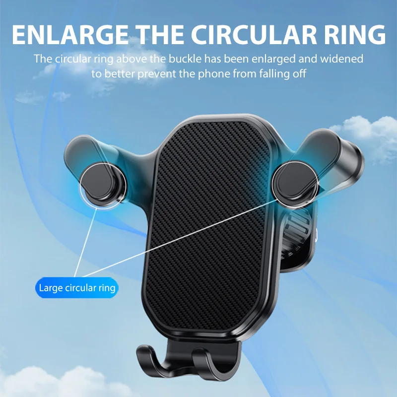 360° Rotatable Car Phone Holder Gravity Lock Phone Mount Flexible Length Adjustment Universal Auto Air Vent Stand for 4-7 Inches