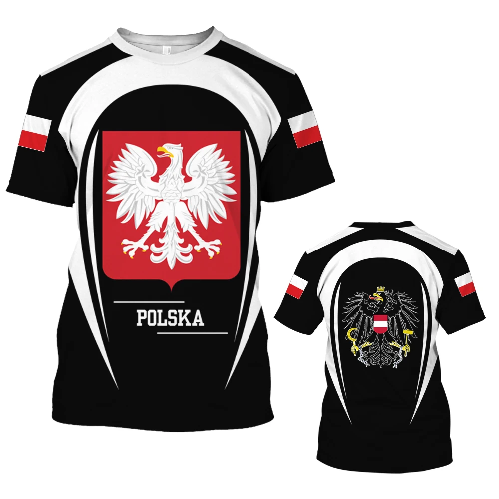 

Men's T-Shirts Poland Flag Print Fashion Short Sleeve Tops Polish Shirts Summer O-Neck Street Oversized Tees Shirts Mens Clothes