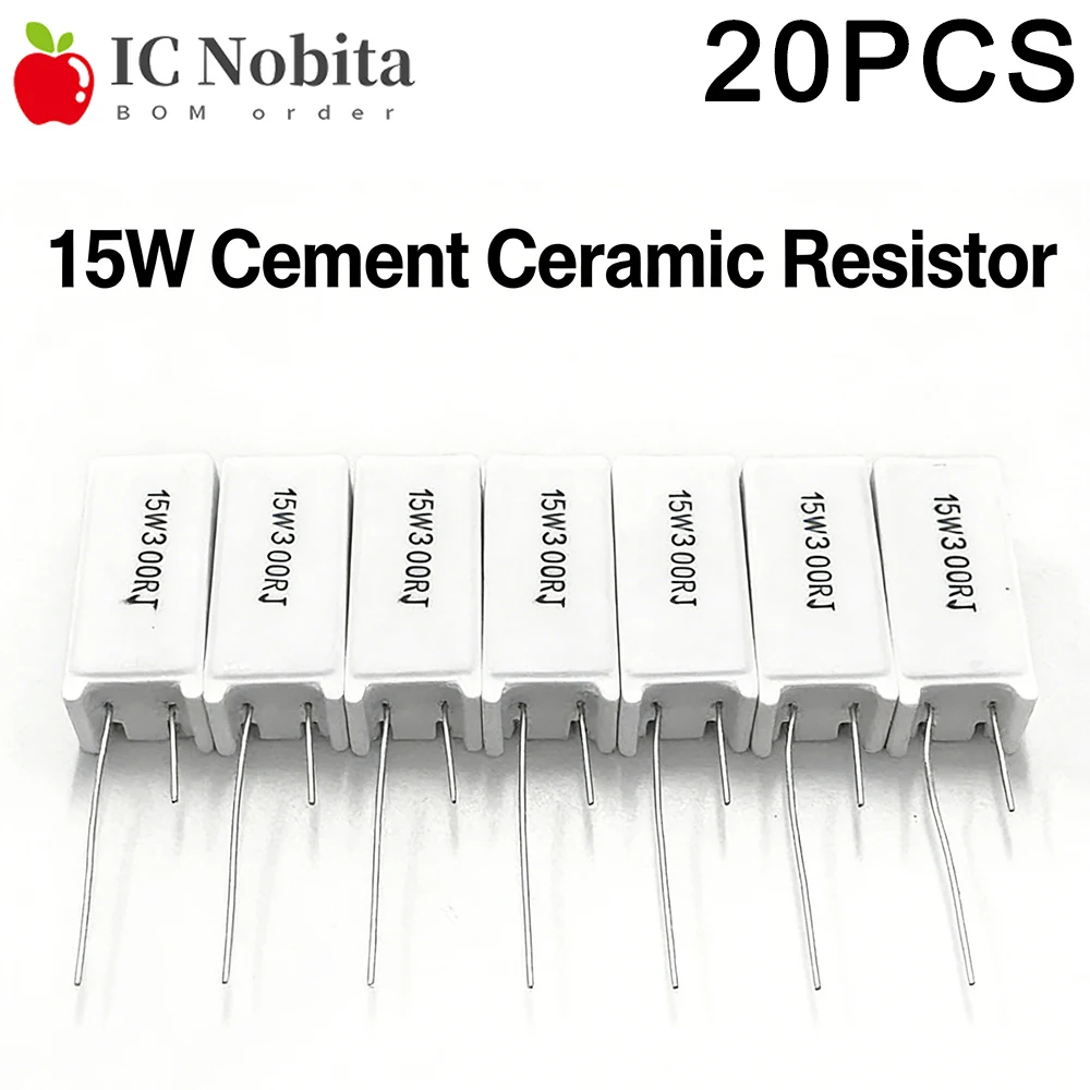 20PCS15WCementCeramicResistor5%1R~300RPowerResistance23.33.94.7510152027303947505168100180220300330-AliExpress