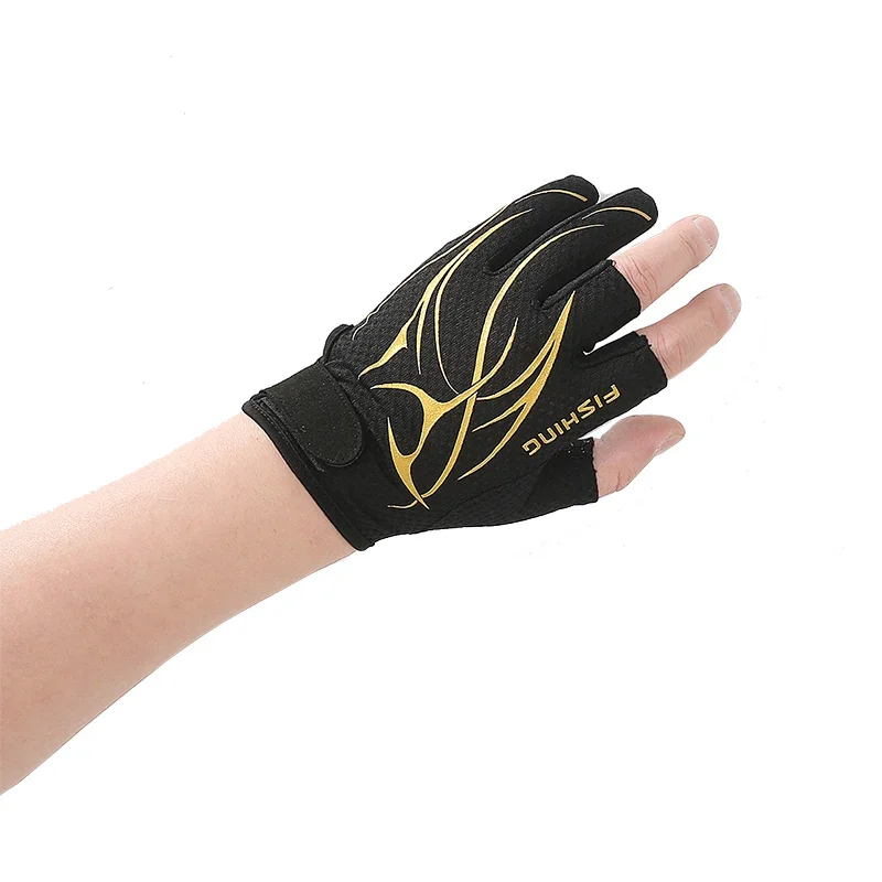 Sweat-Absorbent Quick-drying Fishing Gloves For Men Summer Mesh Breathable Rock Fishing 3 Finger Cut Thin Gloves RYOJIN