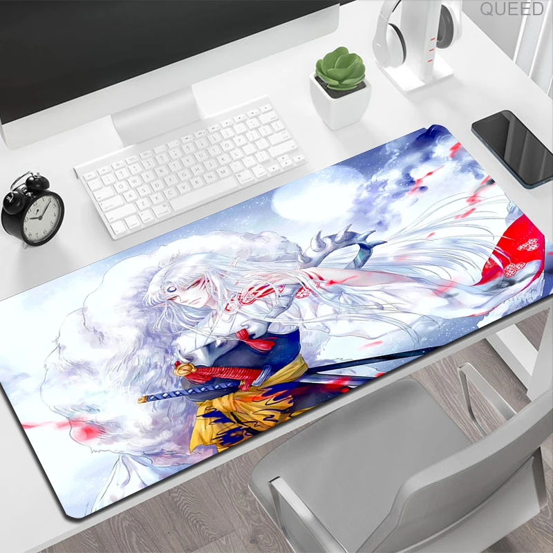 

Cheap Mouse Pad Computer Diy Custom HD Desk Mats Anime male lead Sesshoumaru Mousepad Office Natural Rubber Gamer Laptop Micepad