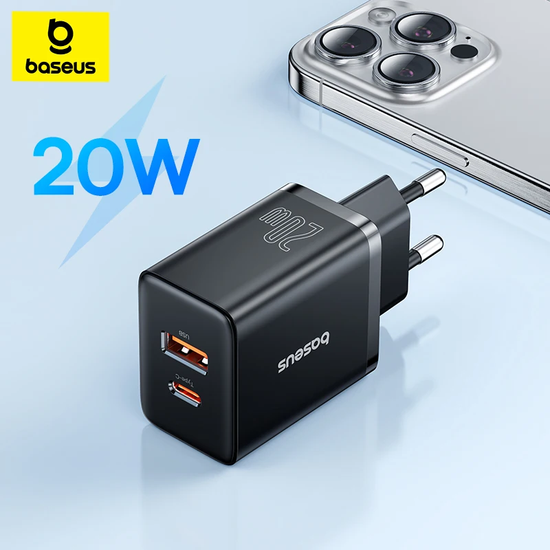 

Baseus 20W USB Charger Support Type C PD Fast Charging Dual USB Port Portable Phone Charger For iPhone 15 14 13 12 11 Pro Max