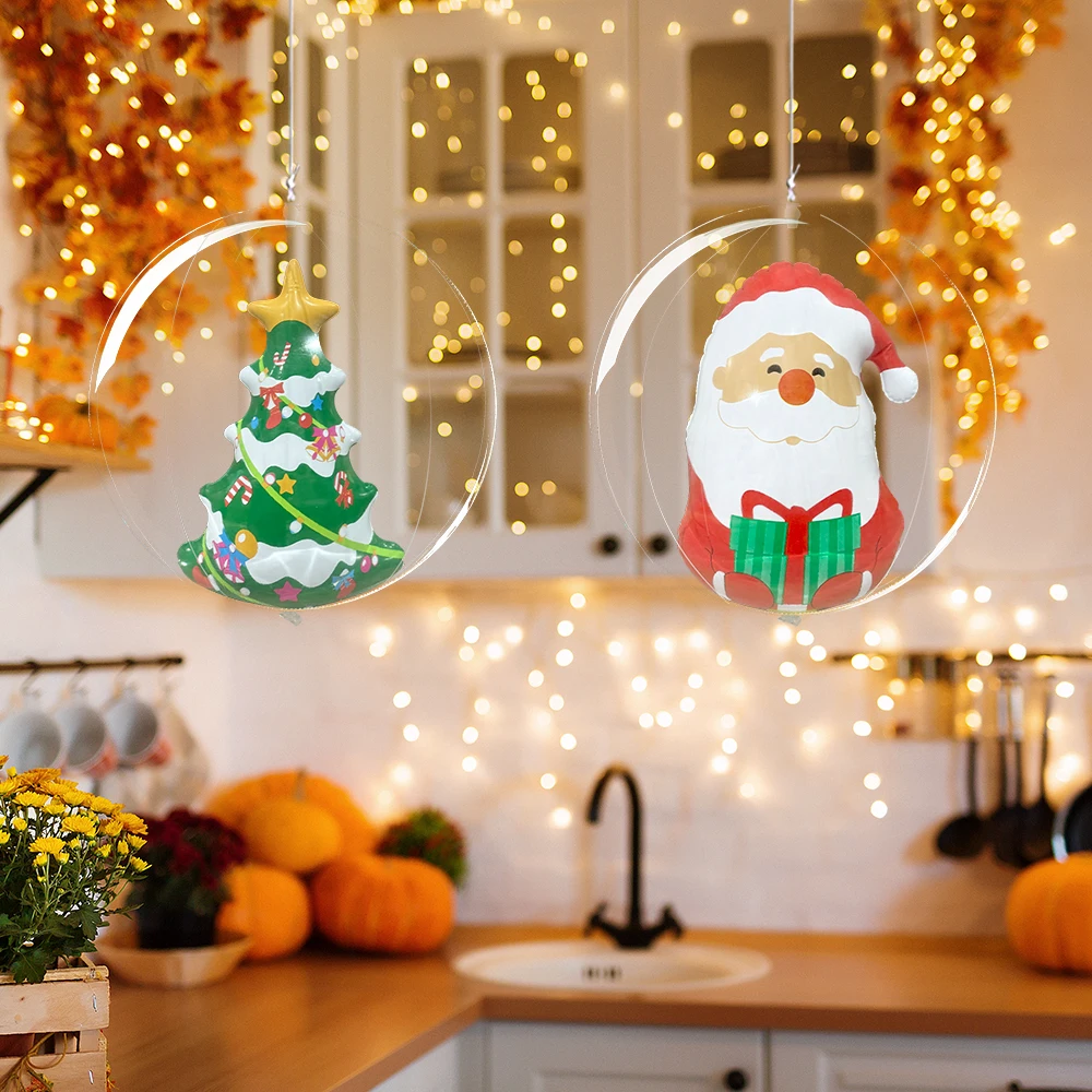 Inflatable transparent snowman Christmas ball 1pc PVC party decoration ball for Christmas and New Year party supplies