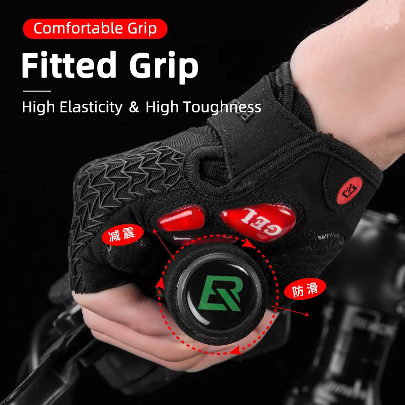 ROCKBROS Cycling Gloves SBR Pad Breathable Fingerless Gloves Shock Absorbtion Non-Slip Bicycle MTB Silicone Palm Rest cycling gloves