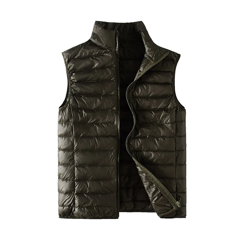 Spring and Autumn New Royal Blue Lightweight Down Vest for Men, Navy Blue/Army Green 50 Standard White Duck Down Waistcoat