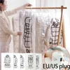 Hang Transparent Vacuum Bag Storage For Clothes Down Jacket Overcoat Compression Home Organizer Wardrobe Dustproof Coat Air Pump 1