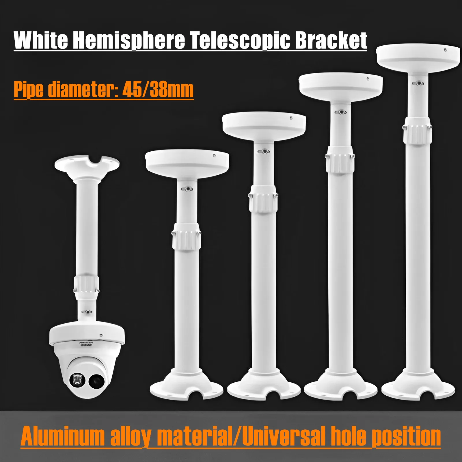 

Aluminum Alloy Universal Dome Security CCTV Camera Ceiling Mount Bracket Hemisphere Telescopic Adjustable Stand Thickened Pipe