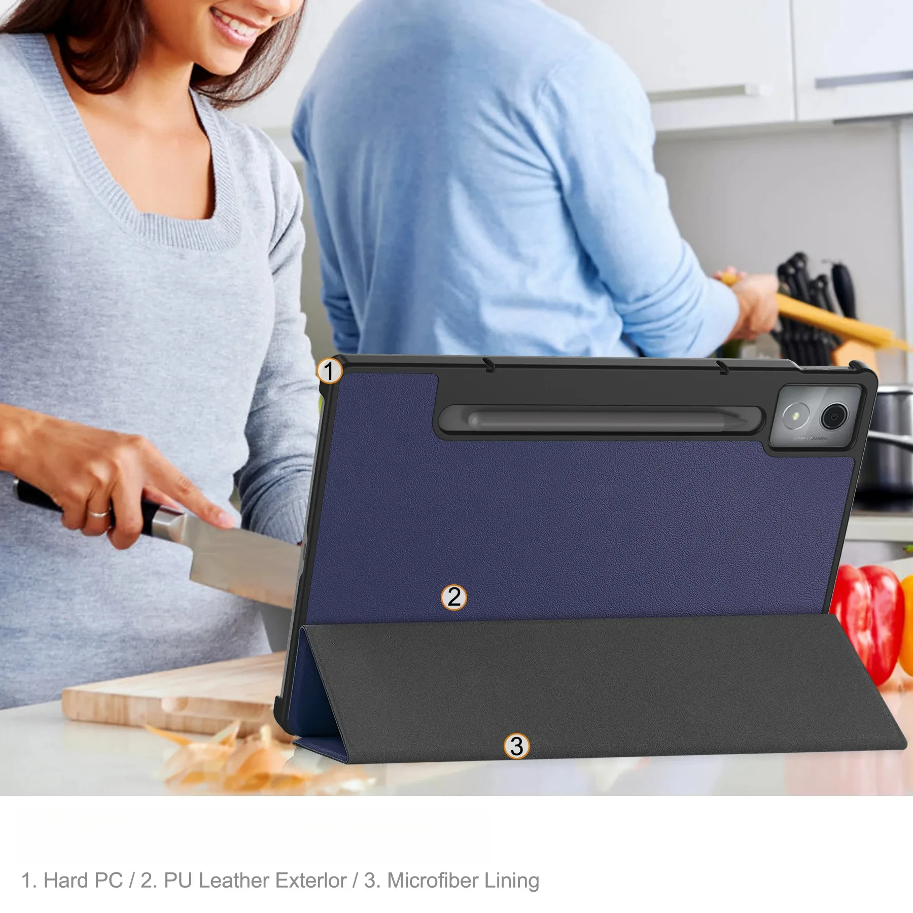 Für Lenovo Xiaoxin Pad Pro 12.7 Tablet-Hülle TB375FC Dreifach Faltbare Standhülle mit Schlaffunktion – Detail 20