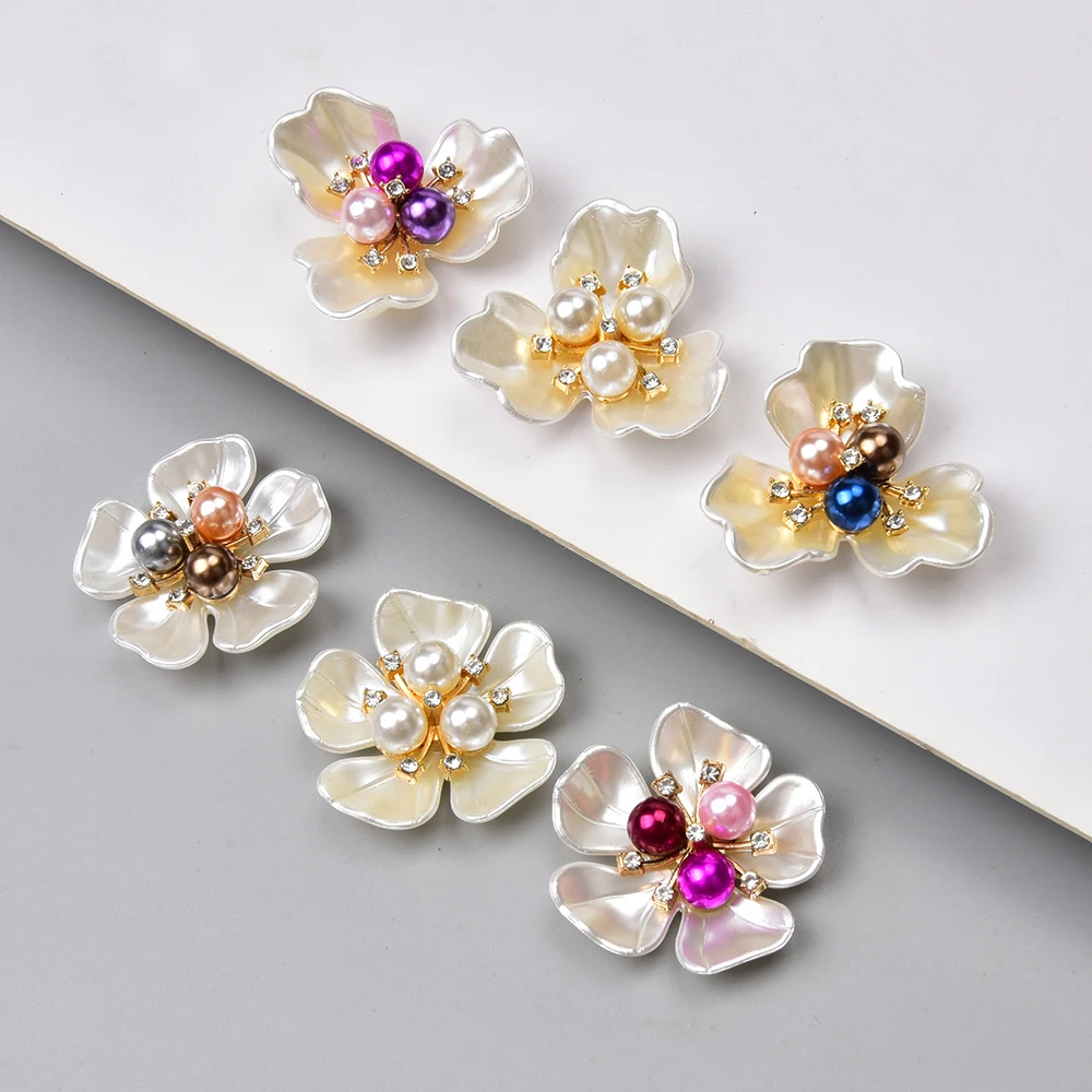 

Пуговицы с имитацией жемчуга и цветов, 10 шт./лот