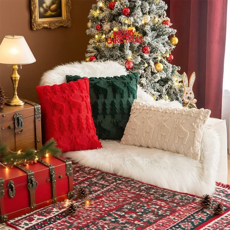Faux Fur Christmas Pillow Cover for Winter Home Decor