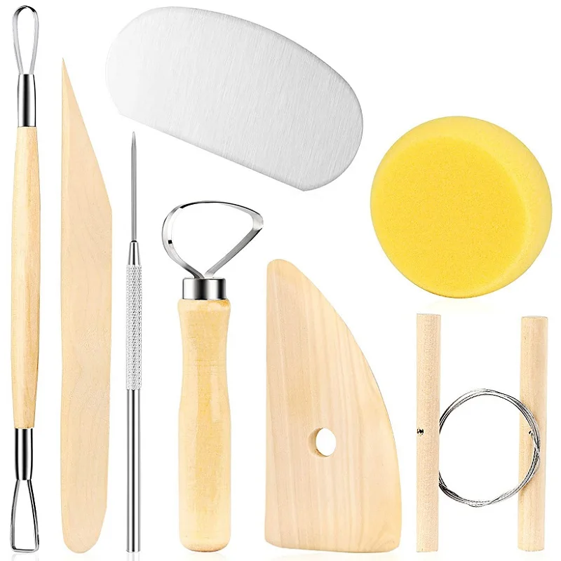 Evwoge 8 Pcs Ceramic Clay Tools Set, Clay Wax Pottery Tool Kit