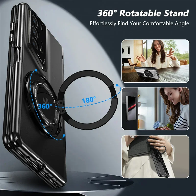 Matte Solid Color Shockproof Phone Case with Holder and Hard Shell Protection