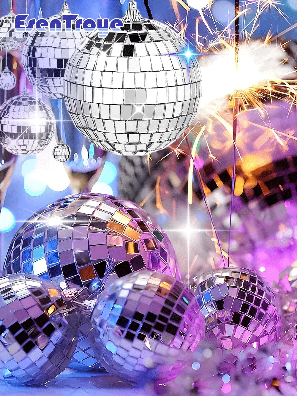 Verspiegelte Discokugel-Ornamente mit Schnur Mini-Glaskugeln Christbaumschmuck für Hochzeit Disco-Party Silvester Heim-Dekorationen – Detail 1