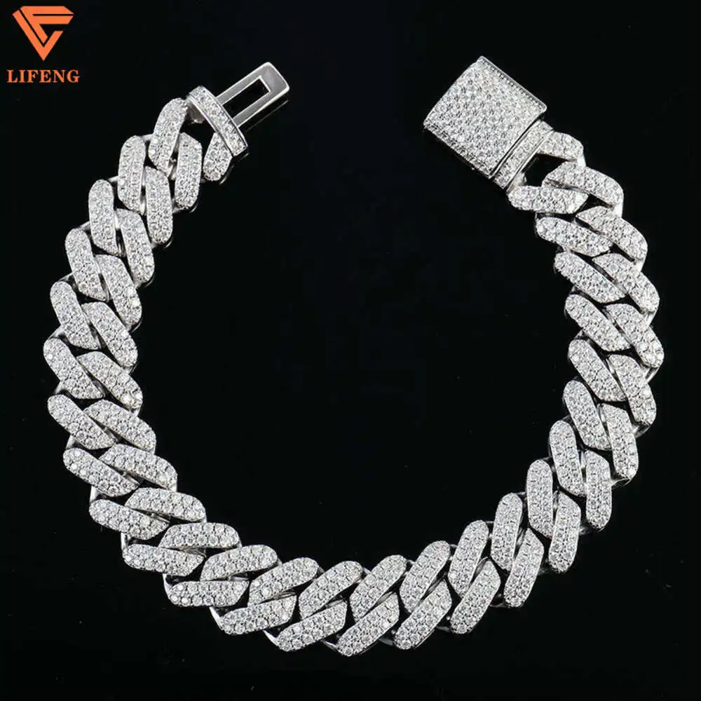 

Custom 18k Gold Plated Men Hiphop Jewelry 925 Sterling Silver Cuban Link Chain Vvs Moissanite Fashion Bracelet Necklace