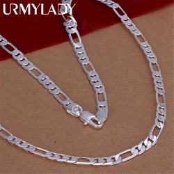 wholesale high quality Mens 6MM flat chain 925 Sterling silver Necklace Fashion Jewelry women men solid chain wedding gift