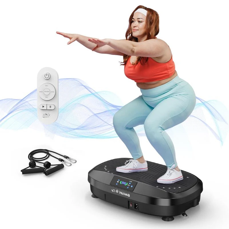 Vibration Plate Exercise Machine with 265LBS Loading Capacity Whole Body Workout Vibration Platform Resistance Bands for Fitness