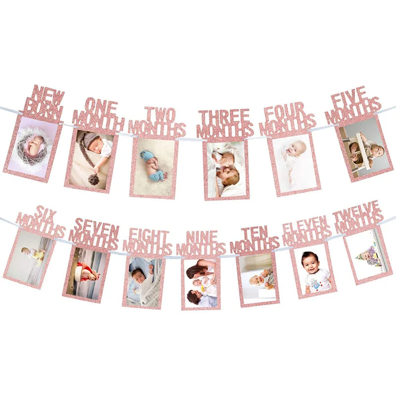NewBorn12MonthsPhotoFrameBannerFirstHappyBirthdayDecoration