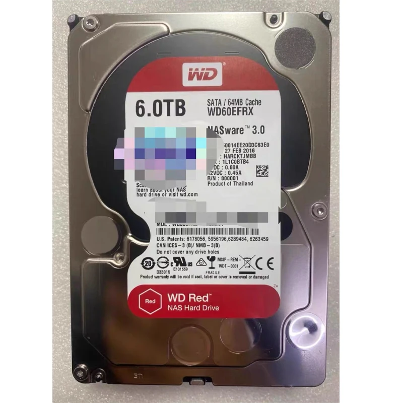 WD Red 6TB (WD60EFRX) 3.5 インチ SATA 6 Gb/s 64MB 5400RPM