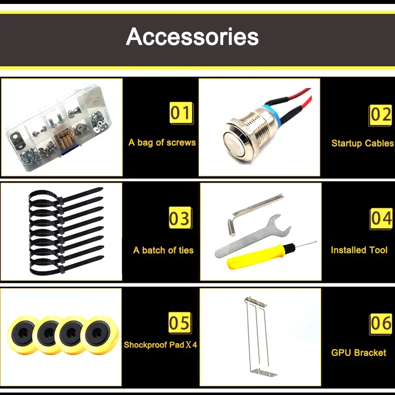 Mod-caixa para pc Desktop com Estrutura Aberta Gabinete para pc Refrigeração a Água Jogos de Computador Case Gamer Rack Vertical Faça Você Mesmo Preto Prata Branco - Imagem 5