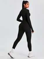 Fitfemme Two-piece Set Women's Solid Zip UpMock Neck Sports Jacket & HighWaist Leggings Set, SportyBreathable Quick Drying - Image 5