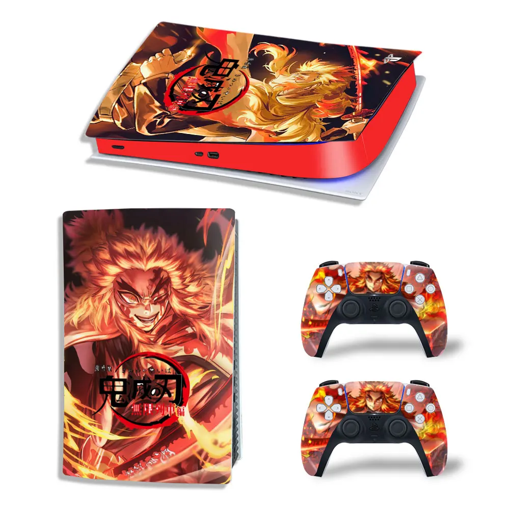 Demon Slayer Tanjiro PS5 Digital Edition Skin Decal Cover for PlayStation 5 Console and 2 Controllers PS5 Skin Sticker Vinyl 