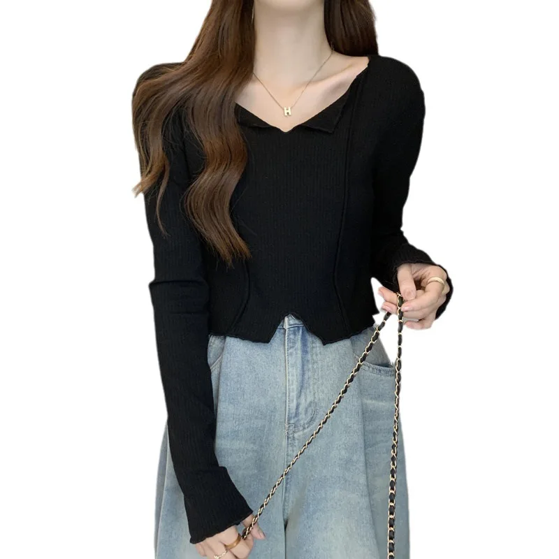 Black White Knitted Sweater Top for Women