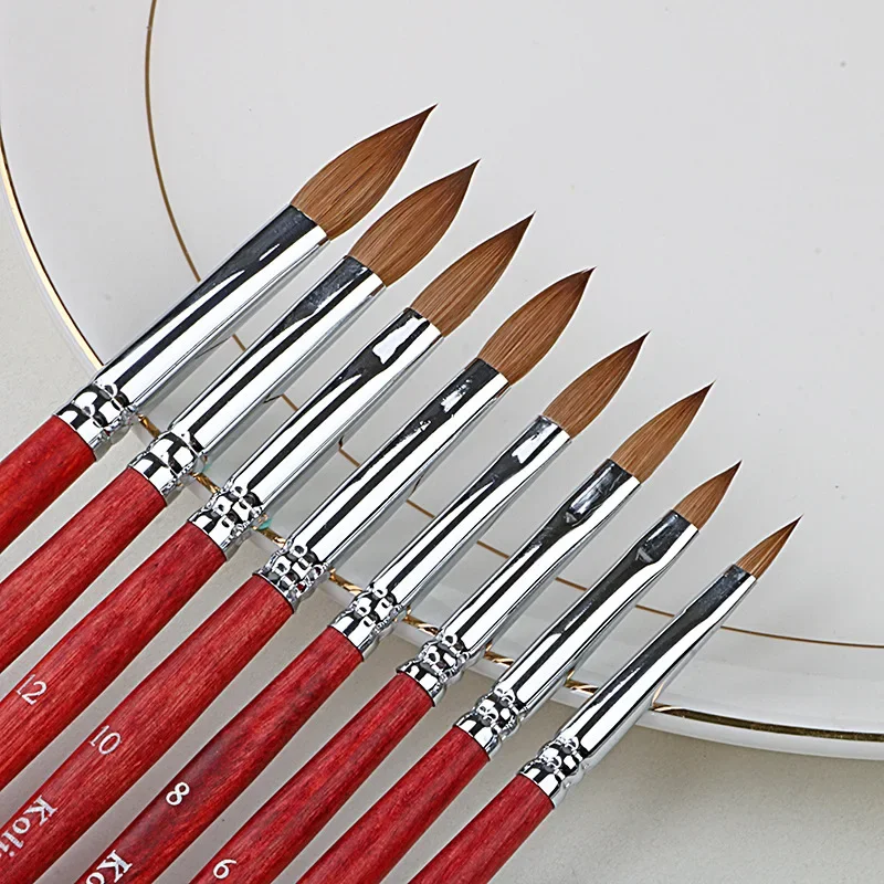 Kolinsky Acrylic Nail Brush Good Quality Nail Art Mink Brush Wood Handle Gel Builder Manicure Brush Drawing Tools Size 6-24 4