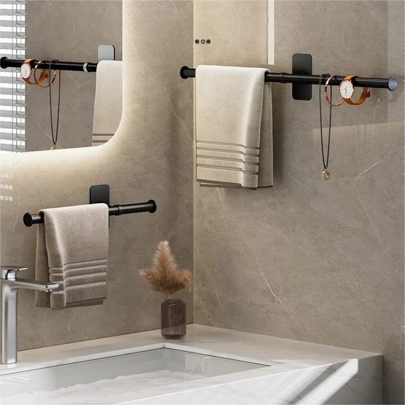 Self-adhesive-Bathroom-Towel-Rack-Holder-Without-Drilling-Wall-Mounted ...