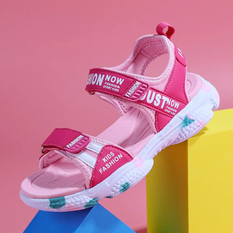 Summer Brand Non-slip Beach Shoes Children Sandals Girls Casual Shoes Kids Flowers Princess Flat Size 29-38 beach shoes children sandals kids shoes kids sandals