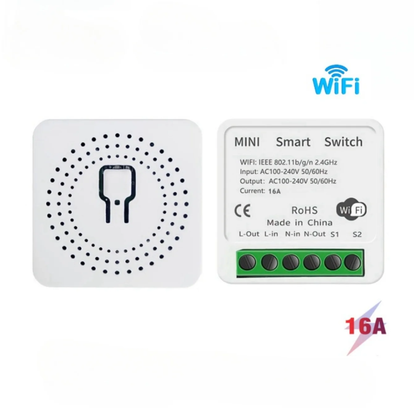 Tuya 16A 미니 Wifi 스위치 DIY 단방향 원격 제어 타이머 릴레이 자동화 스마트 라이프 작업 Alexa Google Home Alice