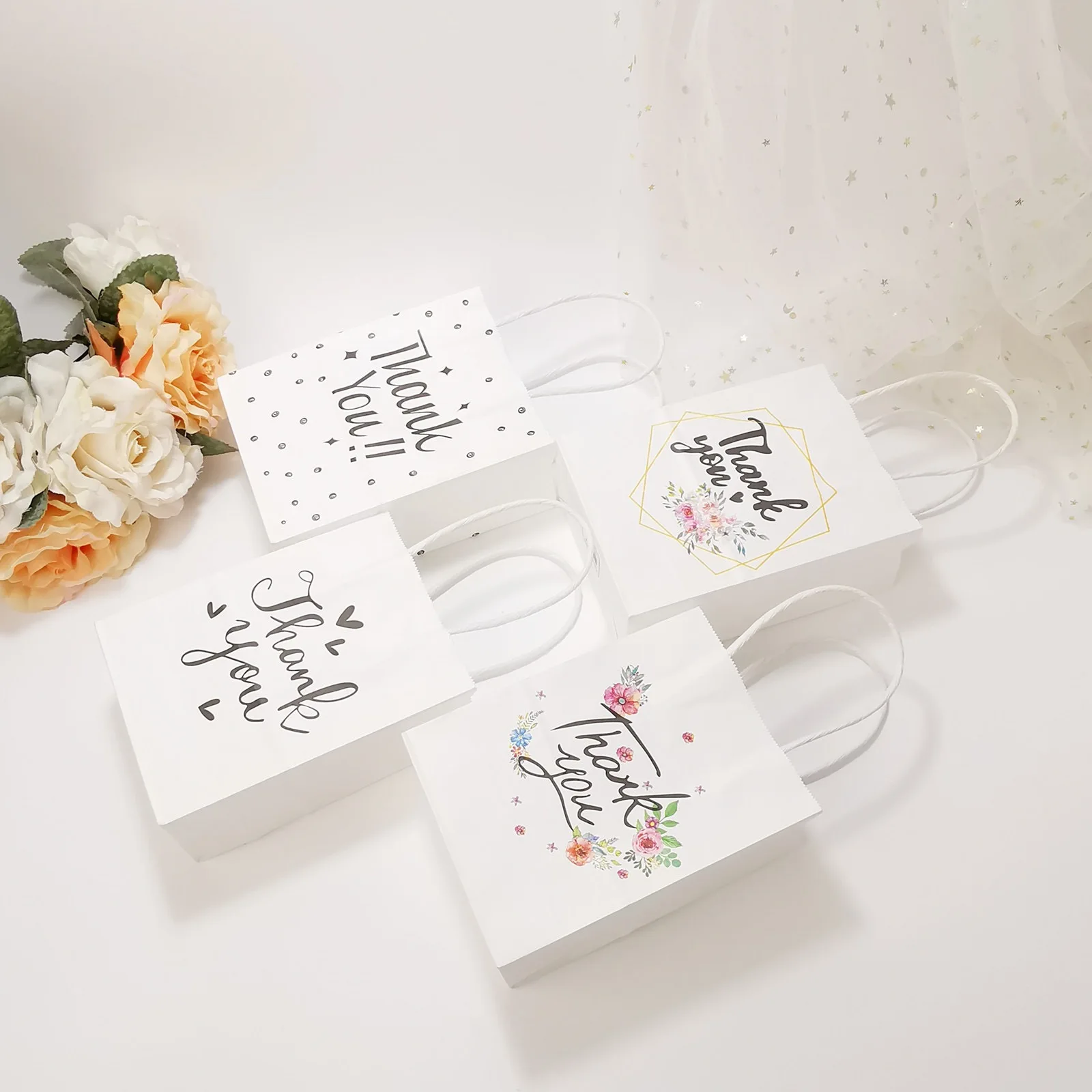 100Pcs Cowhide  Bag Thank you Cookie Bag Self-Adhesive Candy Bag For Wedding Birthday Party Gift Bag Biscuit Baking Packaging Ba