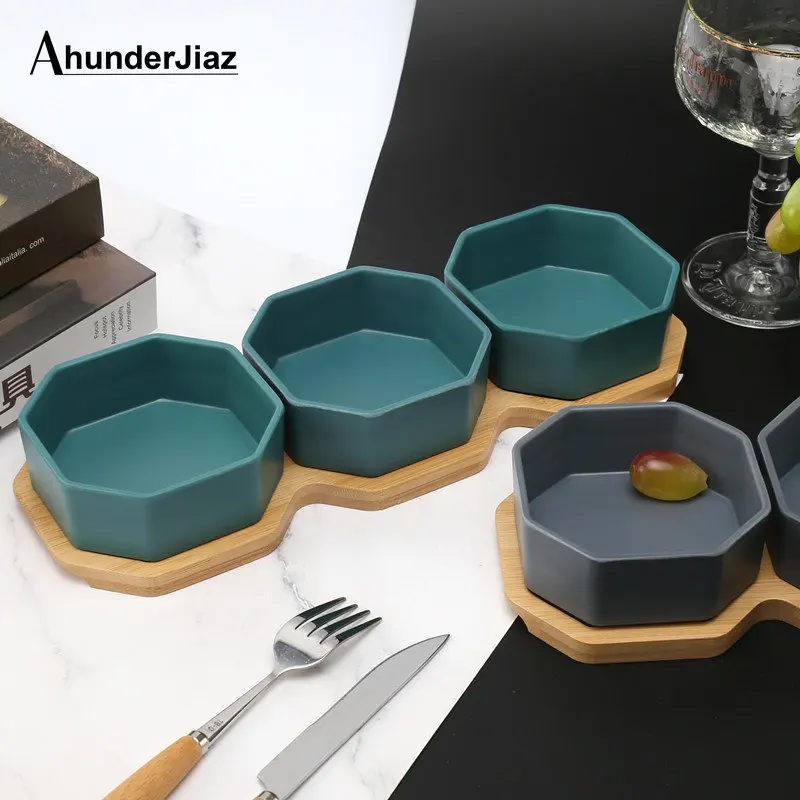 

AhunderJiaz Nordic Style Hexagonal Plastic Tray Candy Tray Snack Box with Compartment Living Room Home Storage Decoration