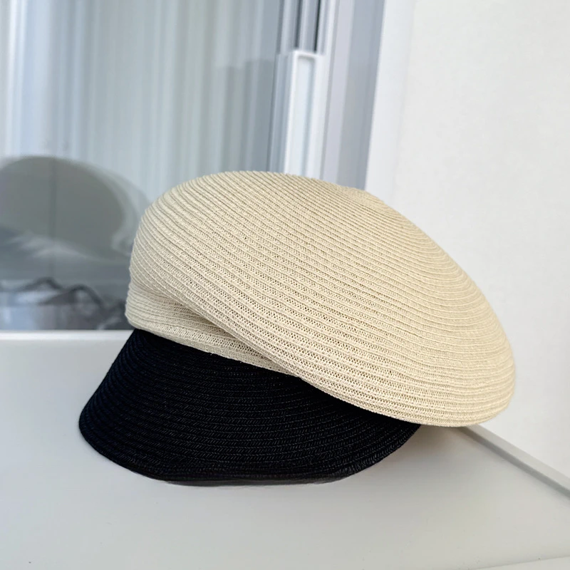 Women Summer Sloping Brim Visor Cap Retro casual Cabbie Beret Girls Beach Paperboy Cap