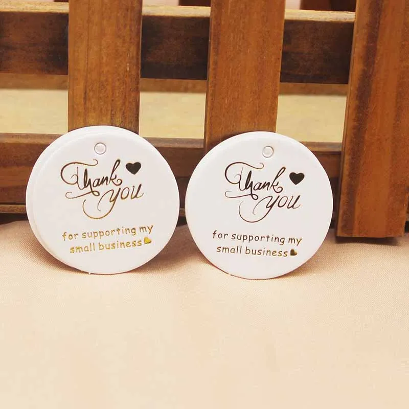 100pcs 새로운 4cm 직경 백서 금박 감사합니다 태그 사랑 선물 태그로 수제