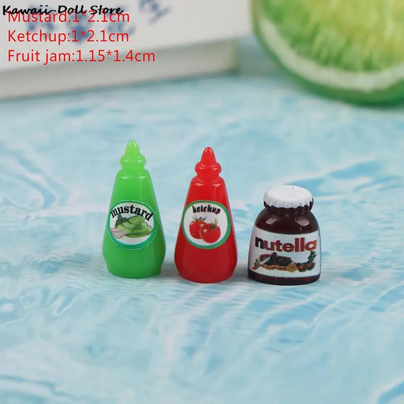 3Pcs 1:12 Dollhouse Miniature Food Mini Chocolate Sauce Ketchup Jam Oyster Sauce Dolls Kitchen Toy