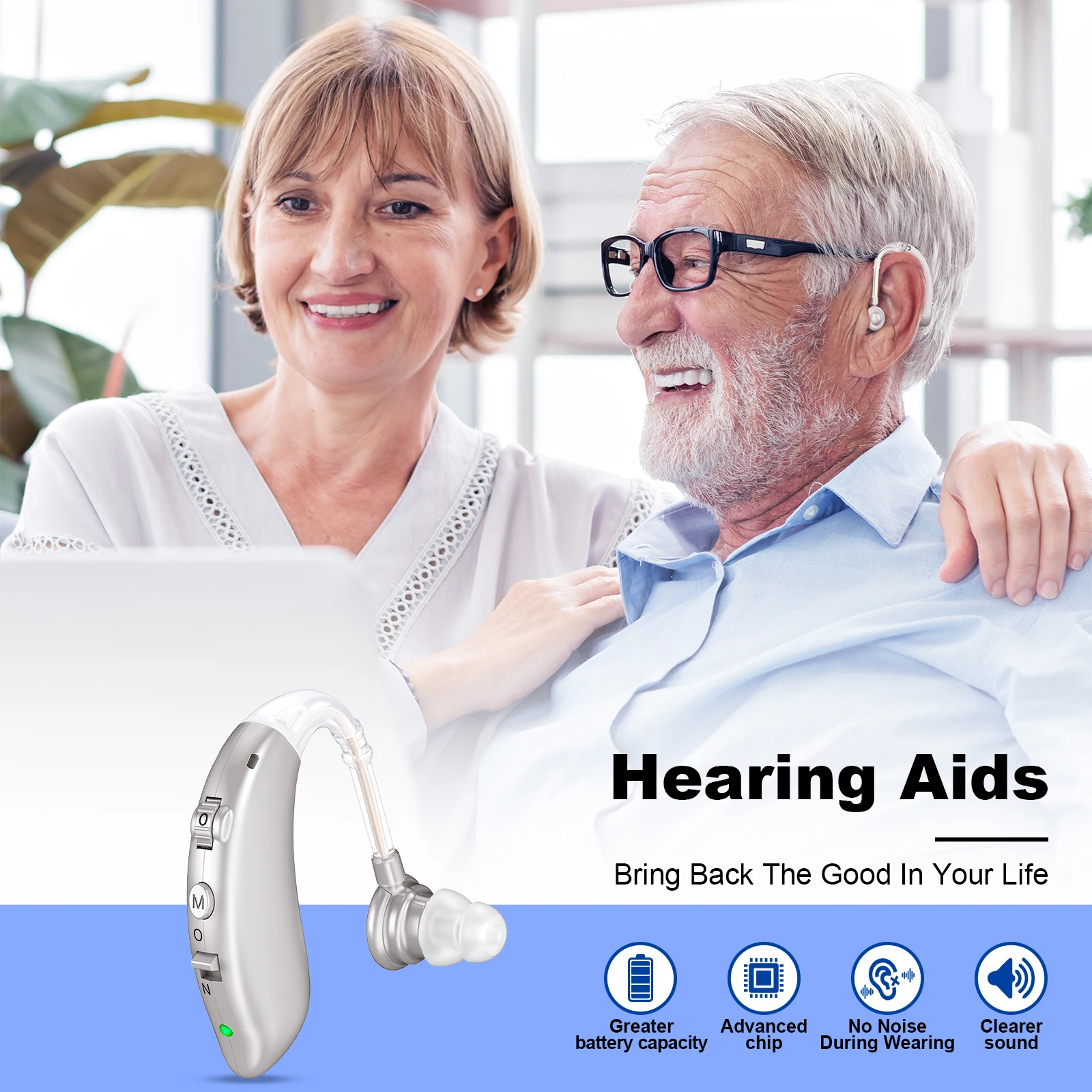 Pair Volume-Adjustable Invisible Hearing Aids Rechargeable Portable Hearing Aids For Deafness Sound Amplifiers 6