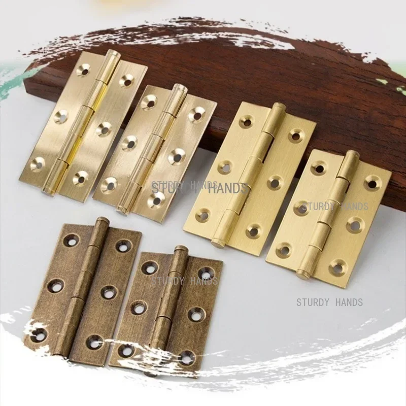 Antique Brass Door Hinges 4Pcs 2/2.5/3 inch for Wooden Box Furniture