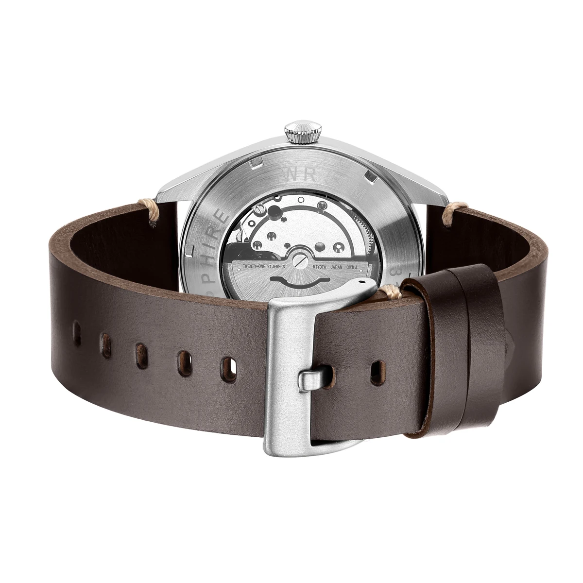 Orologio Strela Pilot Germany Automatico – Miyota 8215, Cassa 43mm Acciaio, Quadrante Bianco, Cinturino Marrone