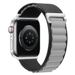 Premium Alpine Loop Nylon Strap for Apple Watch Band - Durable and Stylish Bracelet Watchband (22 Black grey)