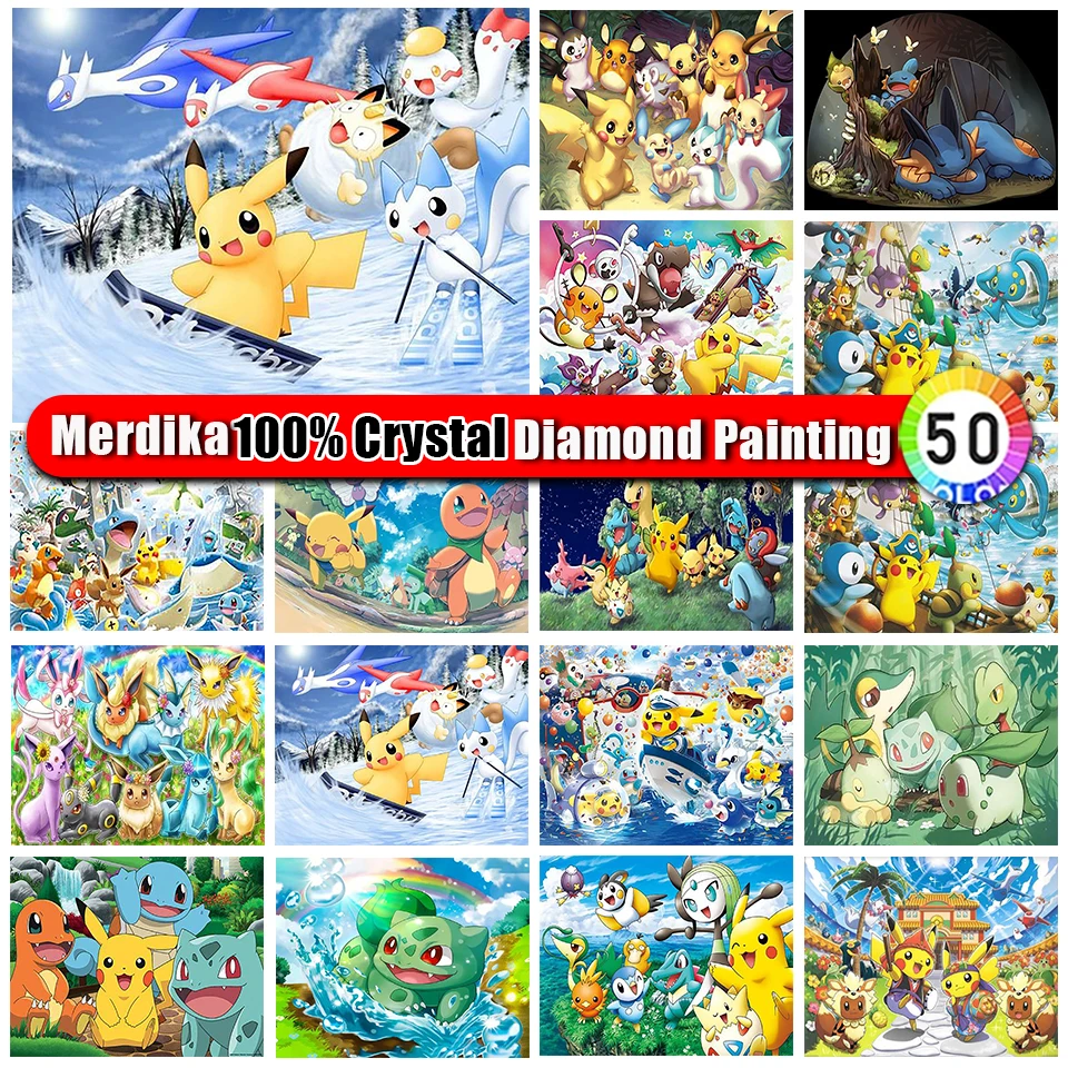 100% Crystal Diamond Painting Pokemon Nuova Collezione 2024 Diamond Mosaic 5D Kit Punto Croce Fai Da Te Diamond Art Home Decoration