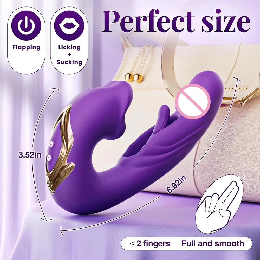 Flapping Dildo Vibrator for Women Tongue Lips Licking Clit Clitoral Sucker Vagina Stimulator G Spot Vibrators Adult Female Goods