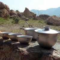 Keith Titanium Kung Fu Tea Set Portable Outdoor Camping Tableware Teapot Teacups Hiking Leisure Travel Teaset Gaiwan 6pcs 2