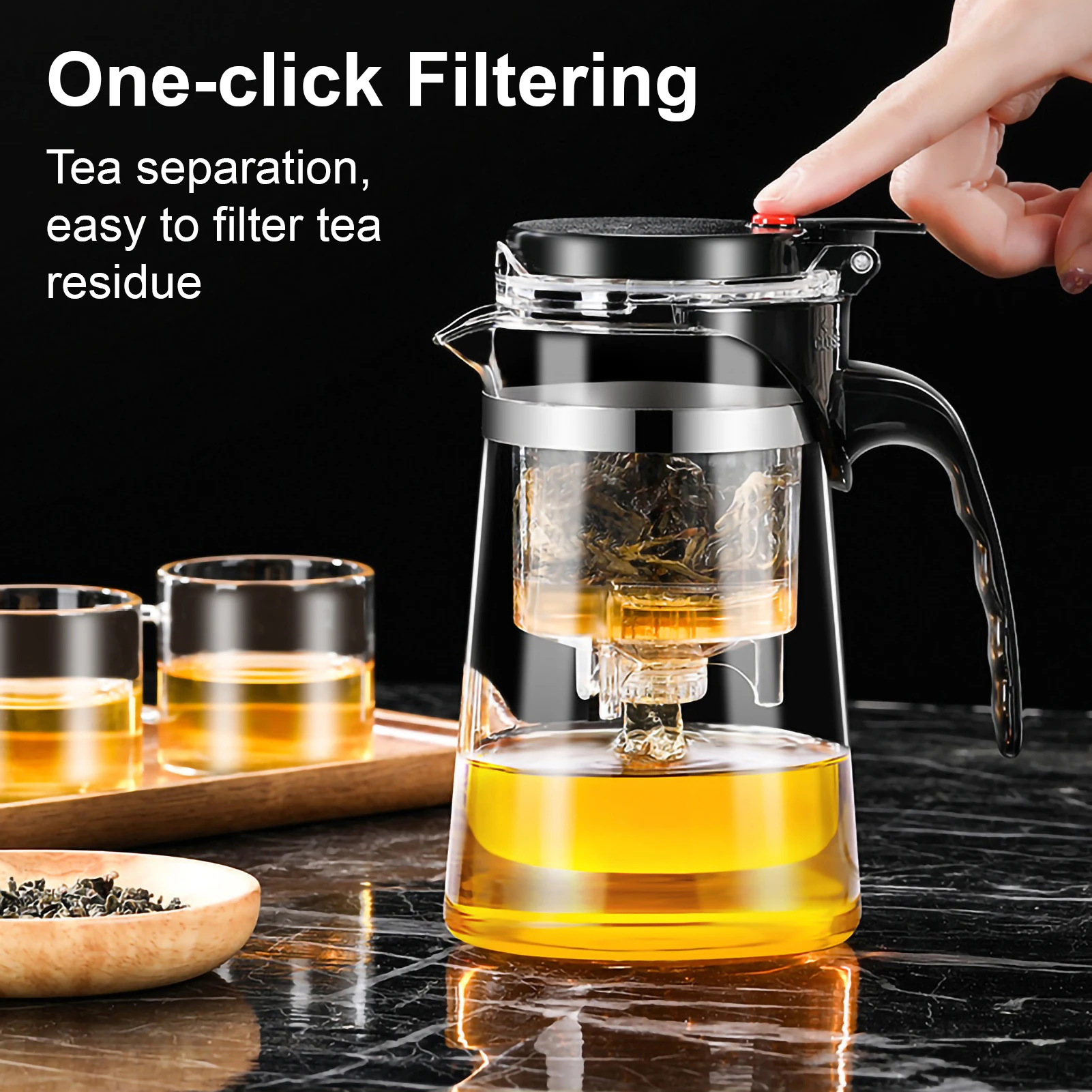 Tea Pot for Tea with Infuser Glass Kettle Heat Resistant Tea Maker Flower Tea Herbal Pot Convenient Office Coffee Teapot Teaware