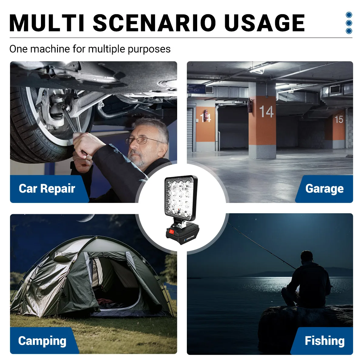 4In LED Work Light Portable Camping Flashlight Outdoor Lighting Spotlight For Makita 18V Battery Emergency Tool
