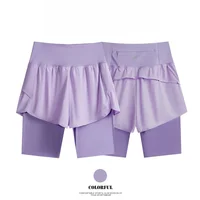 DRUR Yoga Shorts Women Summer Fake Two Piece High Waist Loose Gym Shorts With Pocket Ladies Lightweight Fitness Running Clothes - Image 2