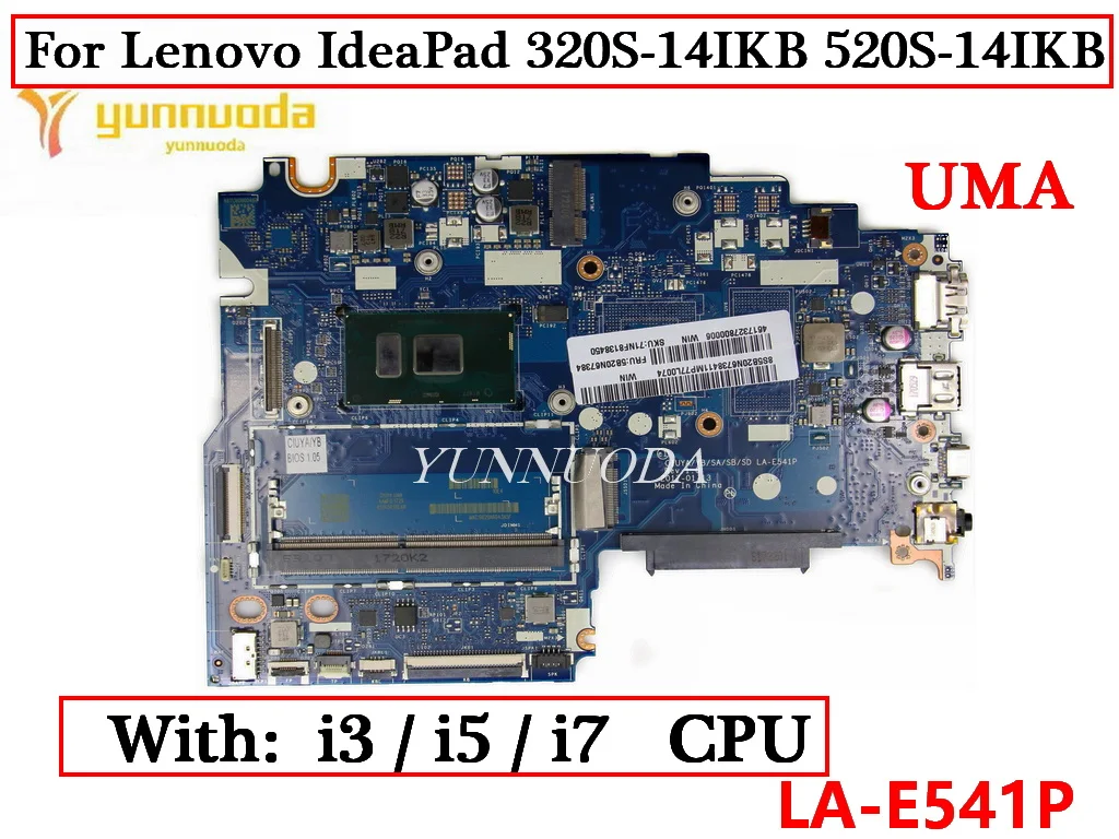 

Оригинальная материнская плата для ноутбука Lenovo IdeaPad 320S-14IKB 520S-14IKB с процессором I3 I5 I7 7 7-й 8-й DDR4 100% протестирована
