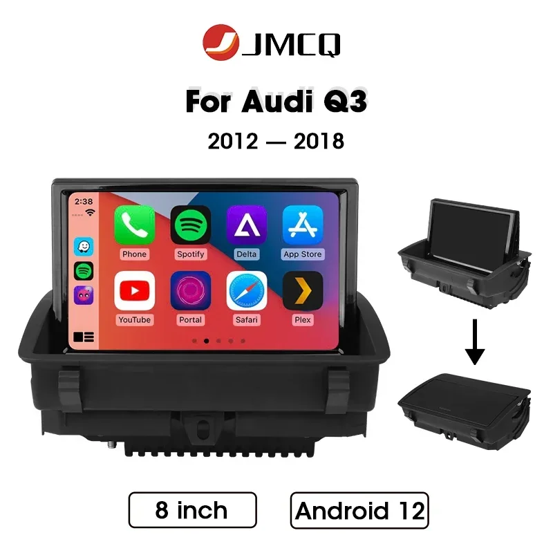 

Мультимедийный проигрыватель JMCQ, Android 2012, сенсорный экран 8 дюймов, для Audi Q3 8UB 2023-, Wi-Fi, 4G, GPS, беспроводной Carplay, IPS, автомобильный радиоплеер