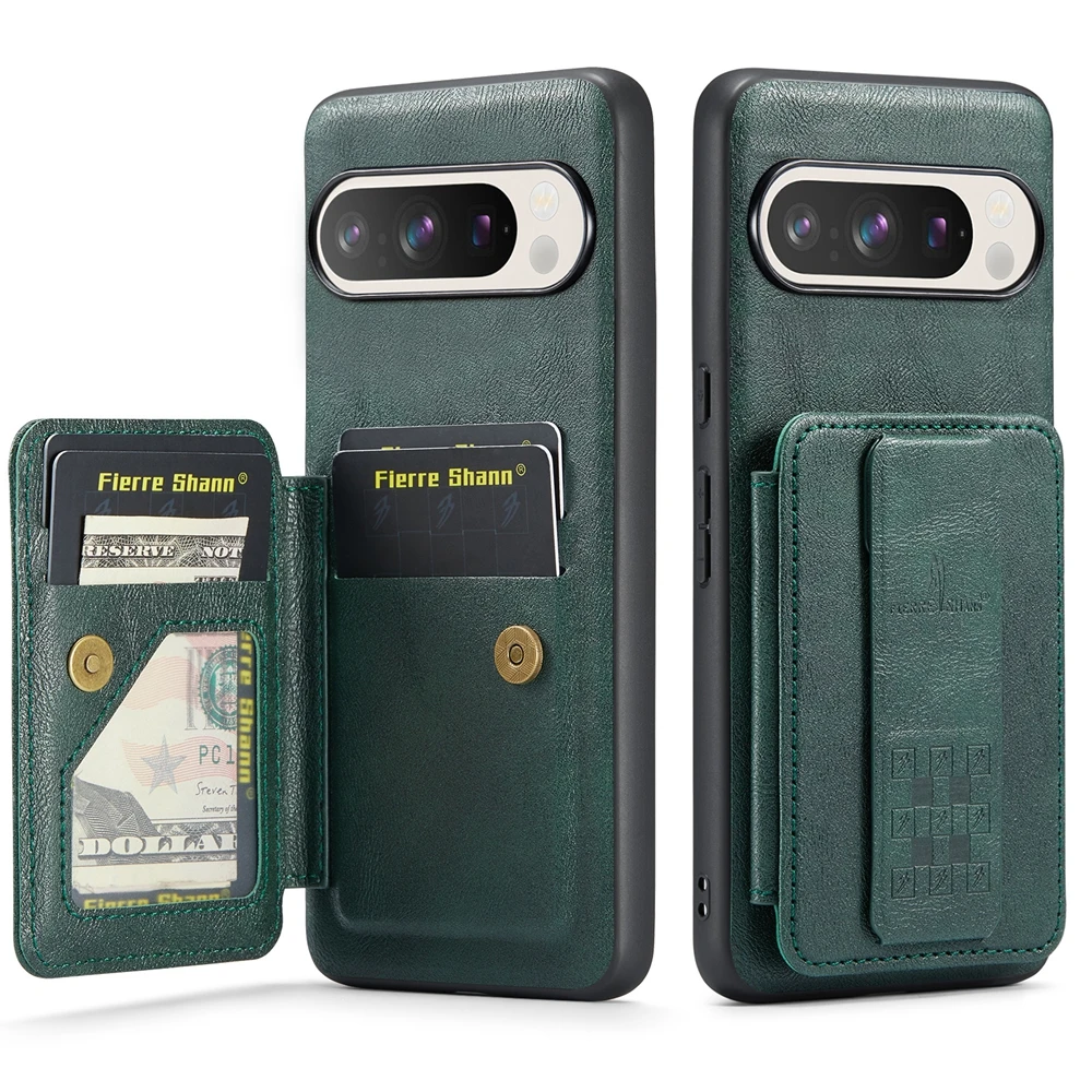 Magnetic Leather Wallet Phone Case with Strap and Card Holder