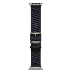 En Mer Bleu Nuit Single Tour Watch Band Strap - 42 44 45 49 S10 - 46MM (Black Midnight Blue)