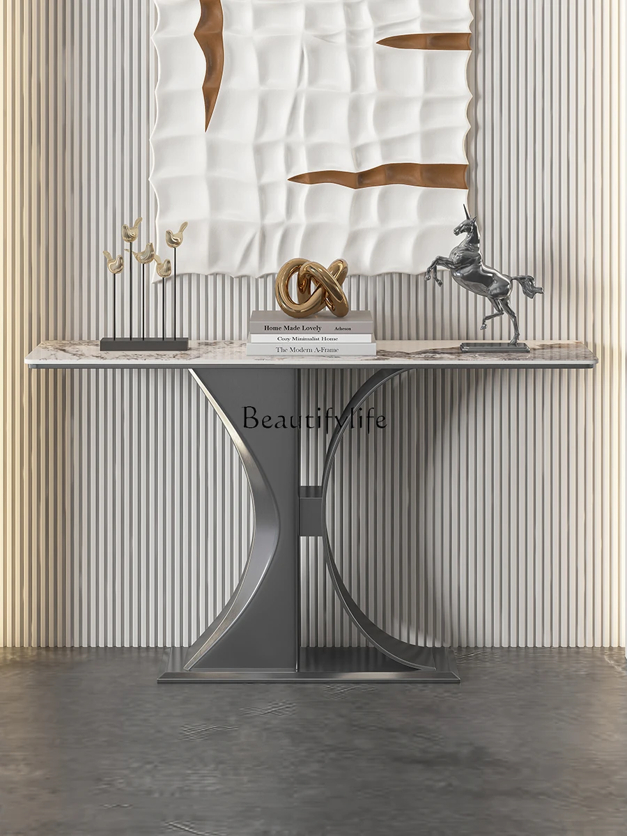 

High-End Art Italian-Style Door-to-Door Entrance Cabinet Household Light Luxury Door Ultra-Thin Stone Plate